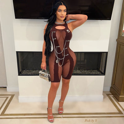 Tana chain romper (Brown)