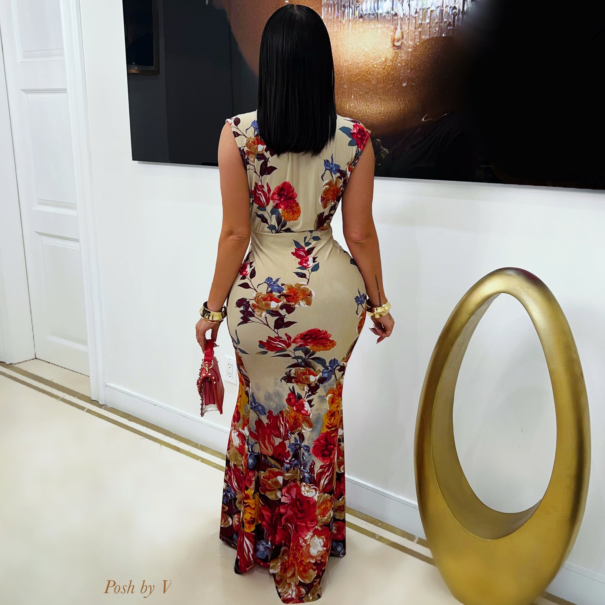 Rosa maxi dress (Nude/Red)