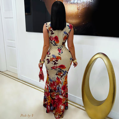 Rosa maxi dress (Nude/Red)