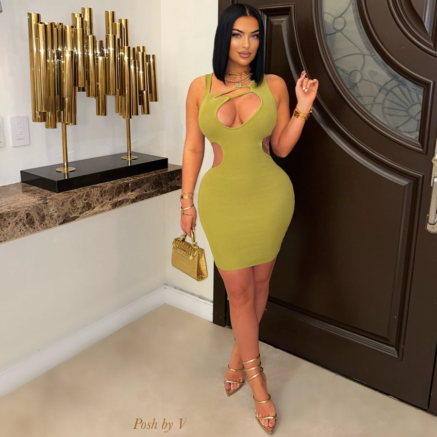 Carine rib dress (Green)