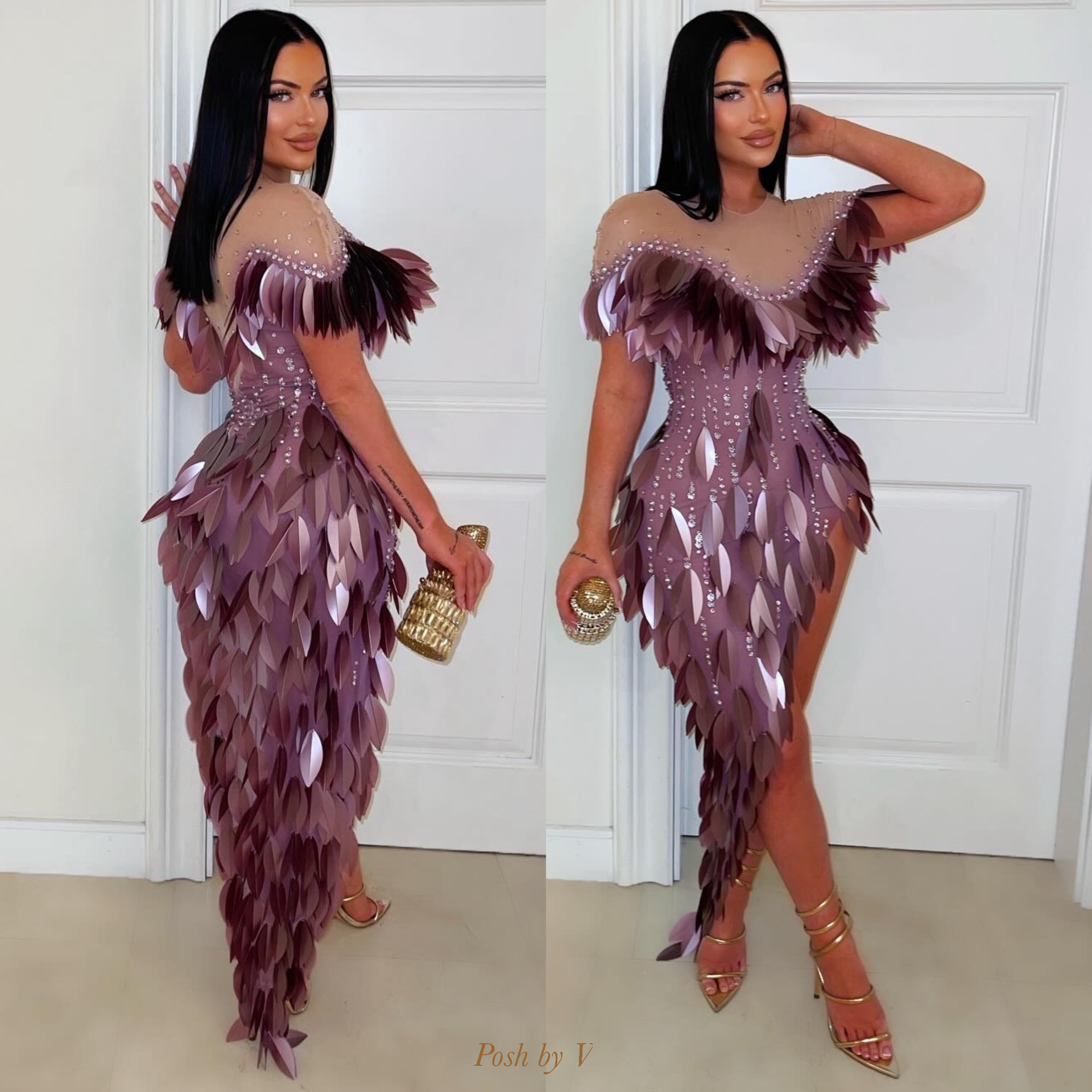 Nigeri glam dress (Nude/purple)