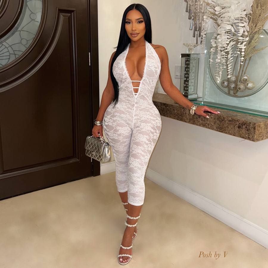 Vibe lace jumpsuit (White)