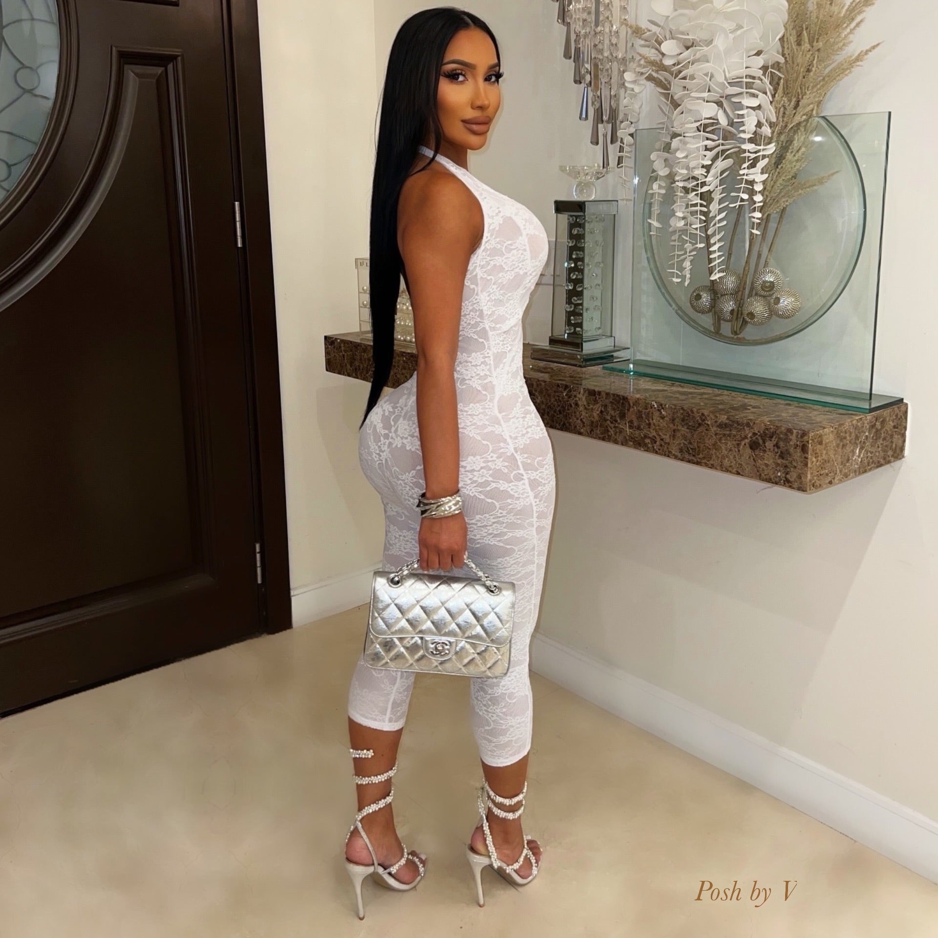 Vibe lace jumpsuit (White)