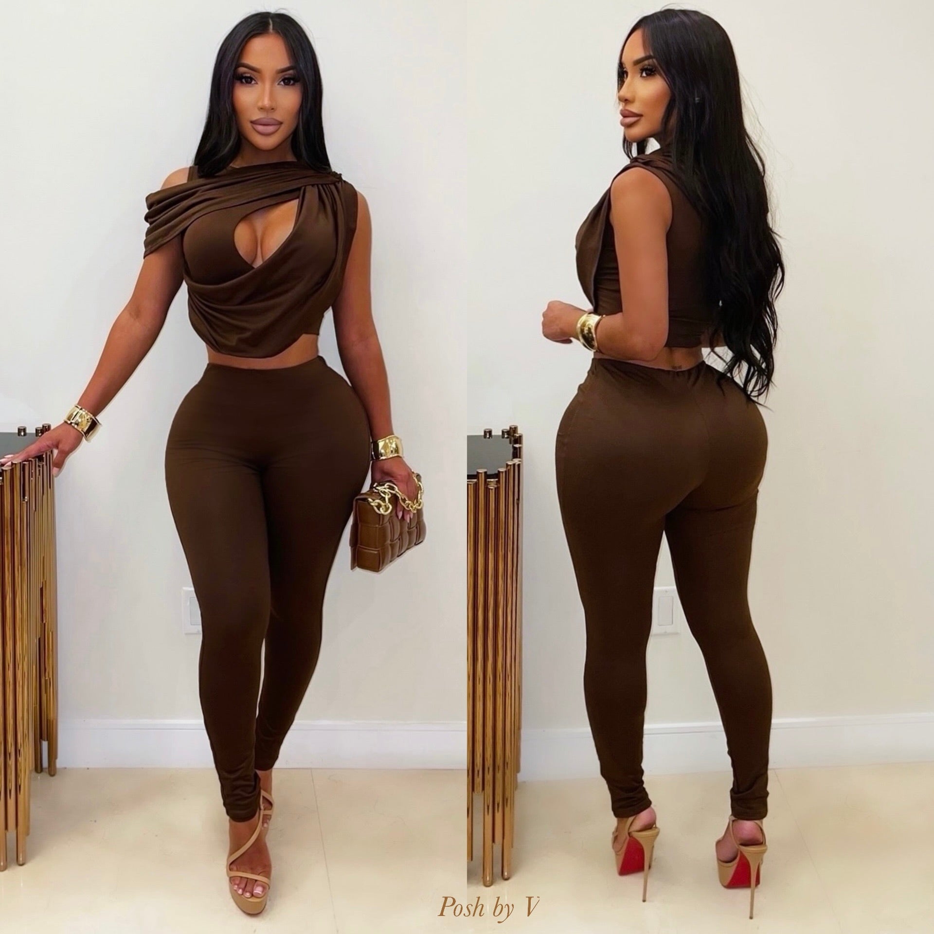 Larni ruched leggings set (Black)