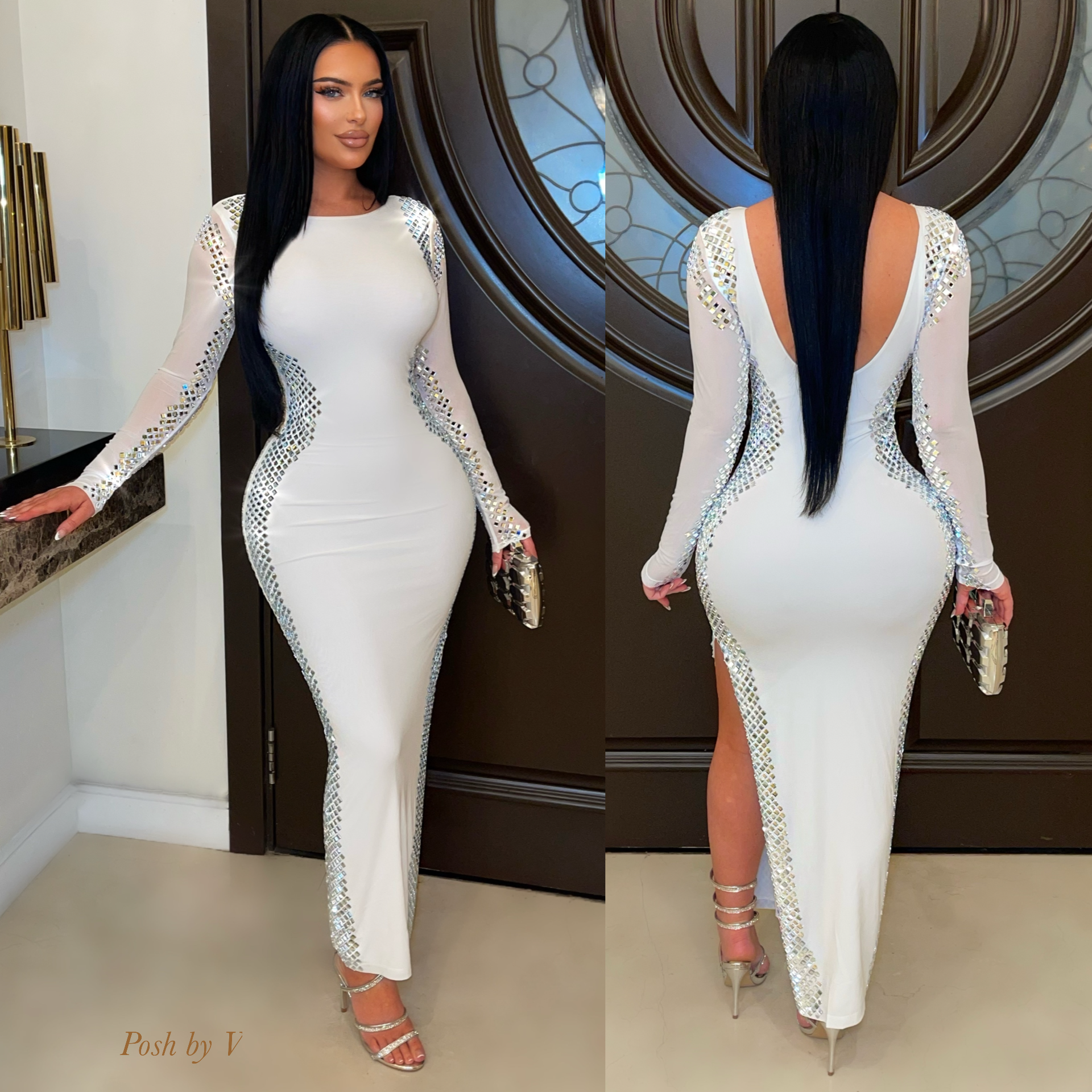 Buela crystal dress (White/silver)