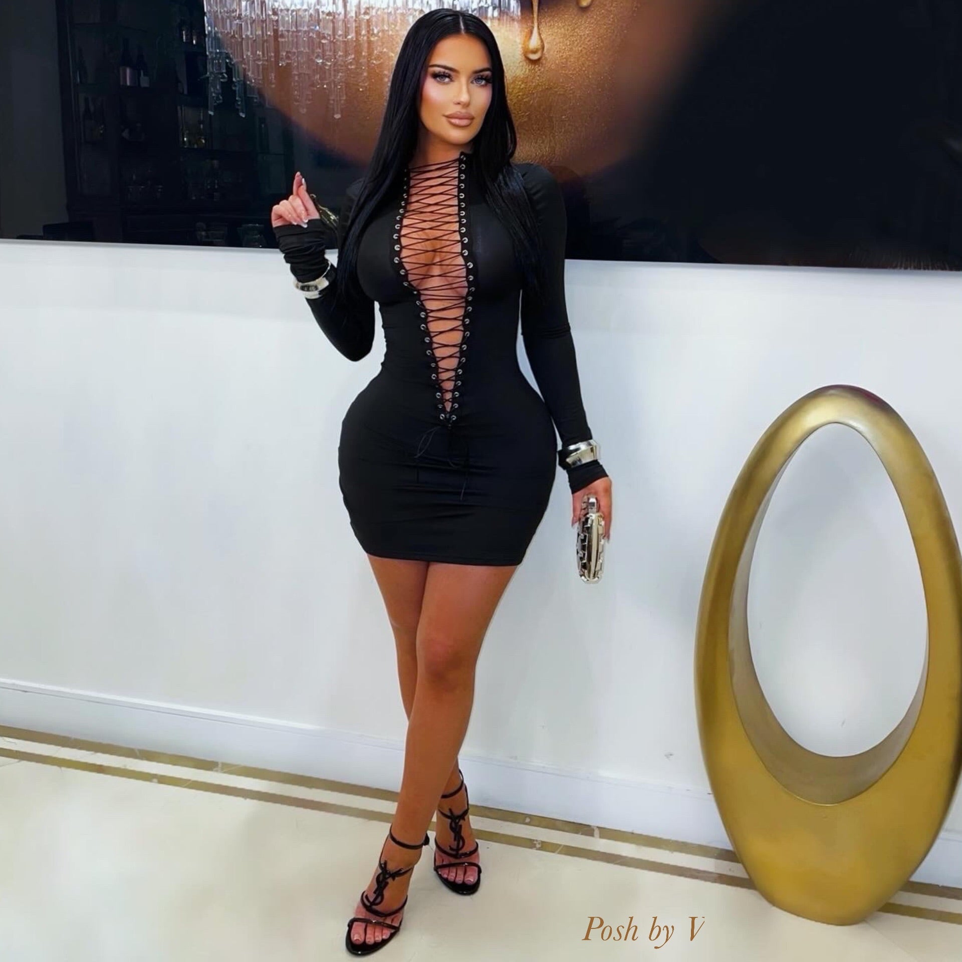 Oluna laced dress (Black)