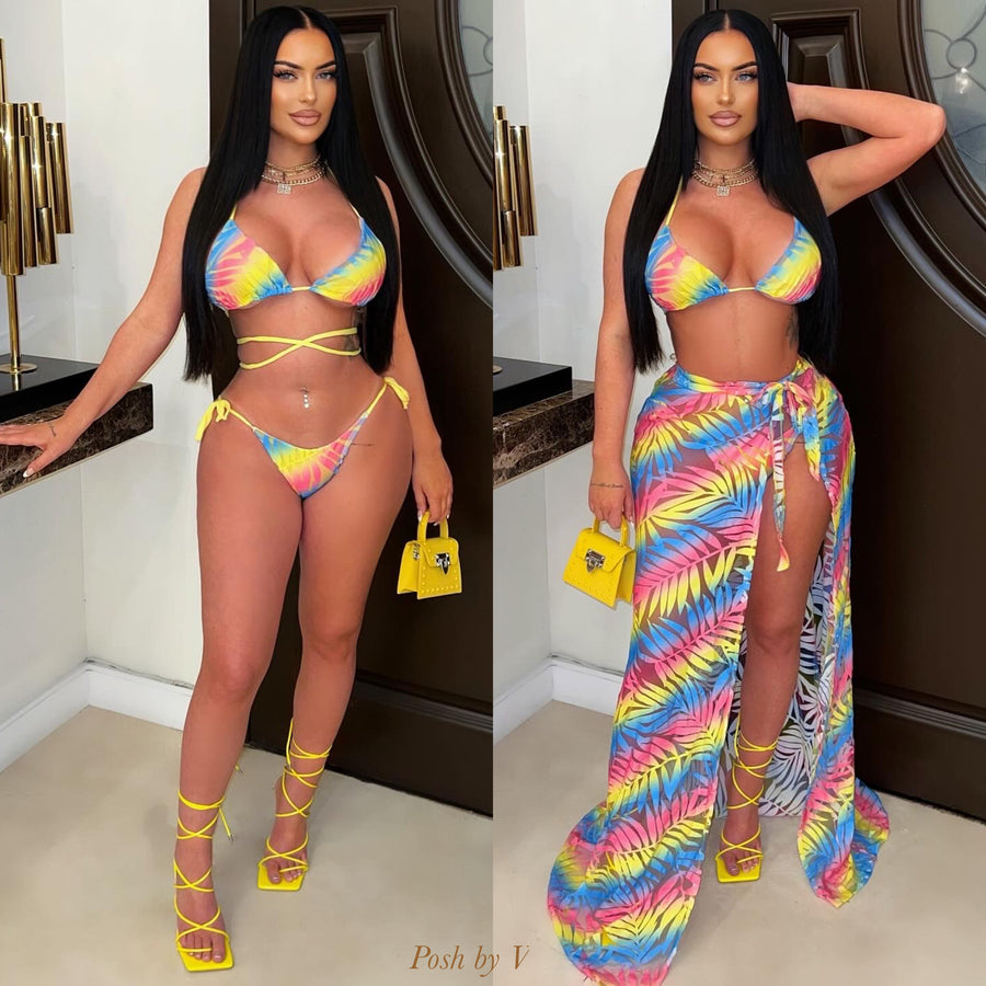 Tropics bikini set w/skirt (Yellow multi)