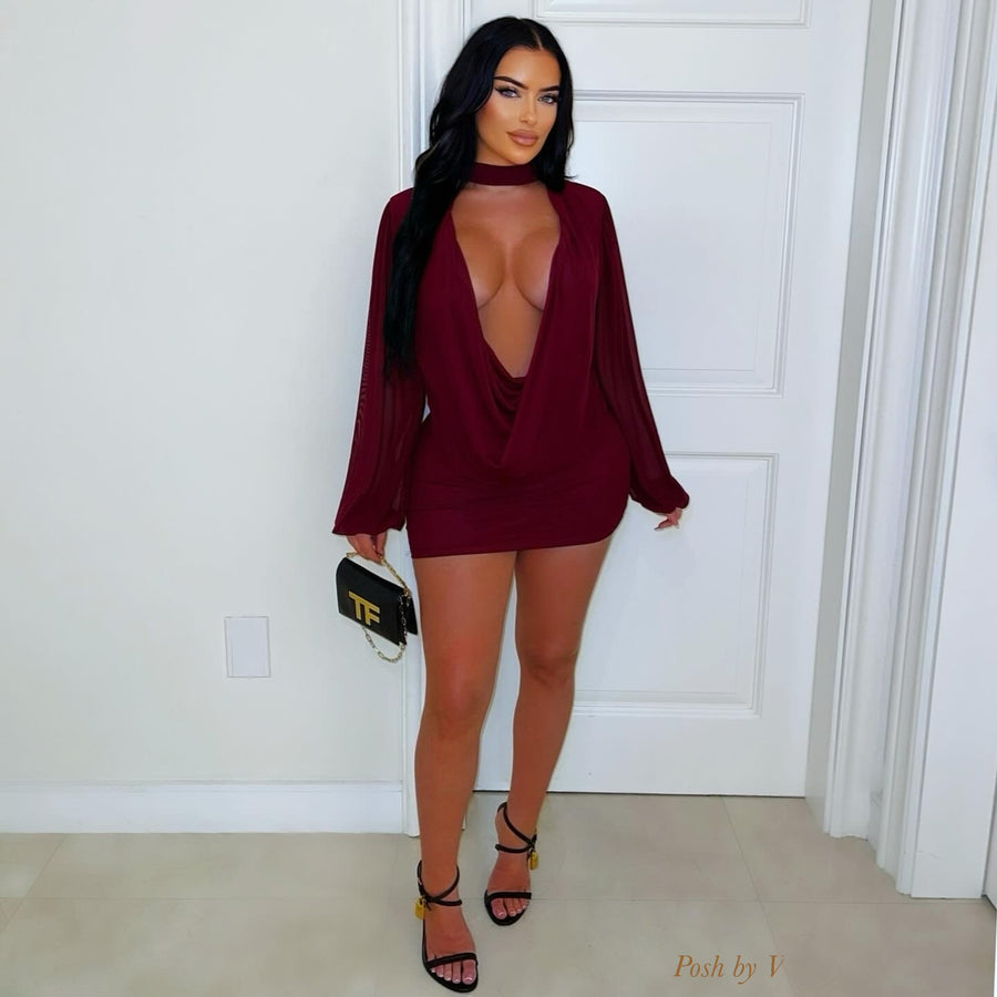 Syla mini dress (Burgundy)