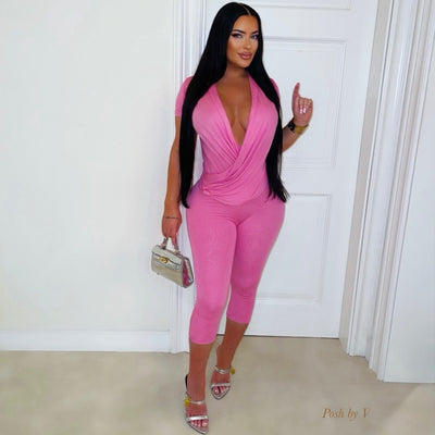Aluna capri leggings set (Pink)
