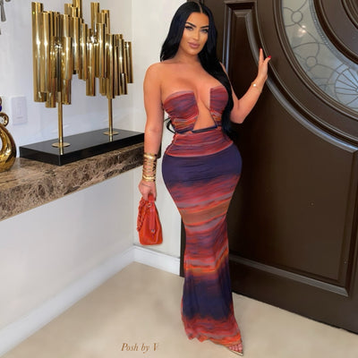 Azura maxi dress (Orange multi)