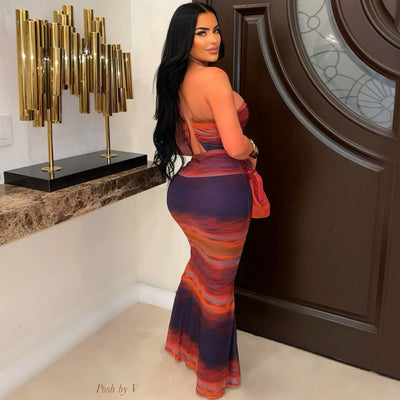 Azura maxi dress (Orange multi)