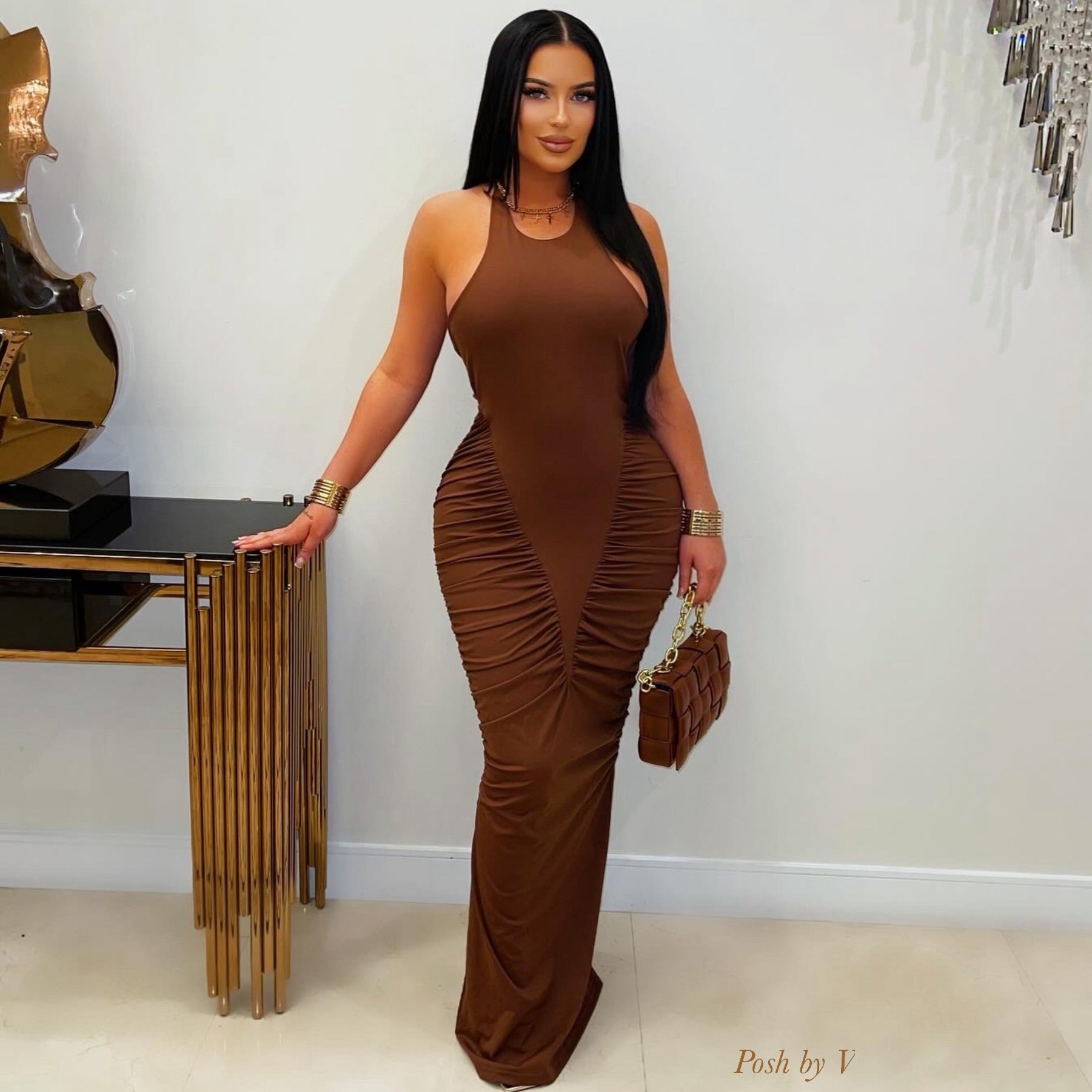 Arene maxi dress (Brown)