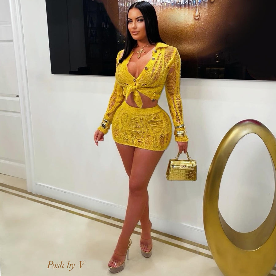 Mekki knit skirt set (Yellow)
