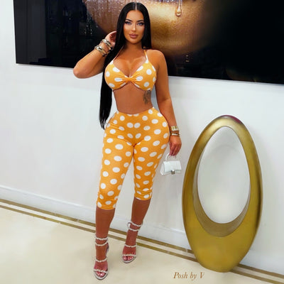 Oly dot capri set (Orange/white)