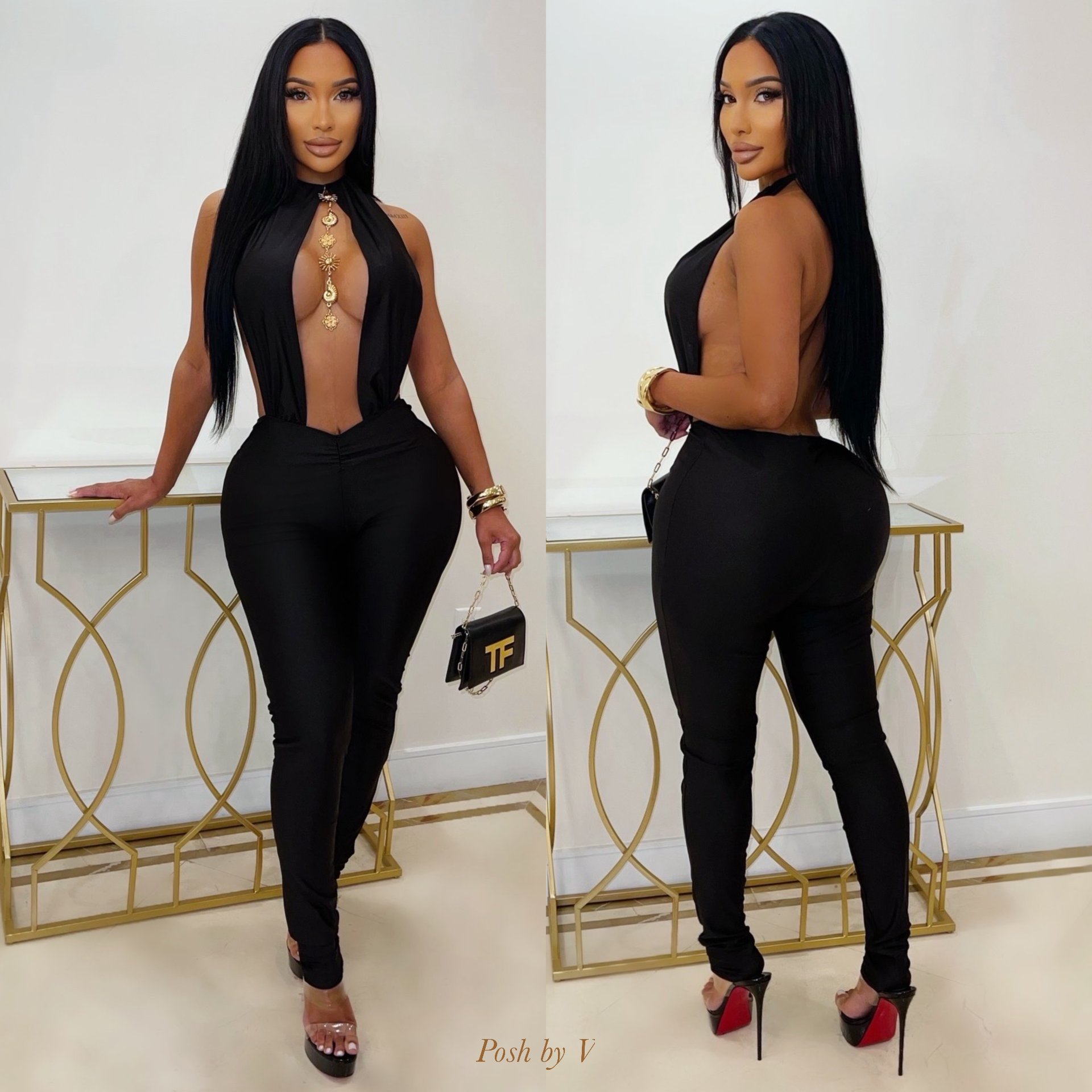 Lenara charm jumpsuit (Black/gold)