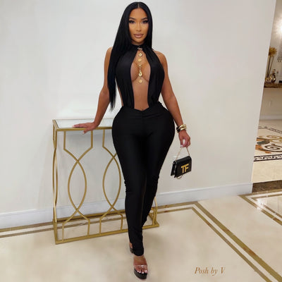 Lenara charm jumpsuit (Black/gold)