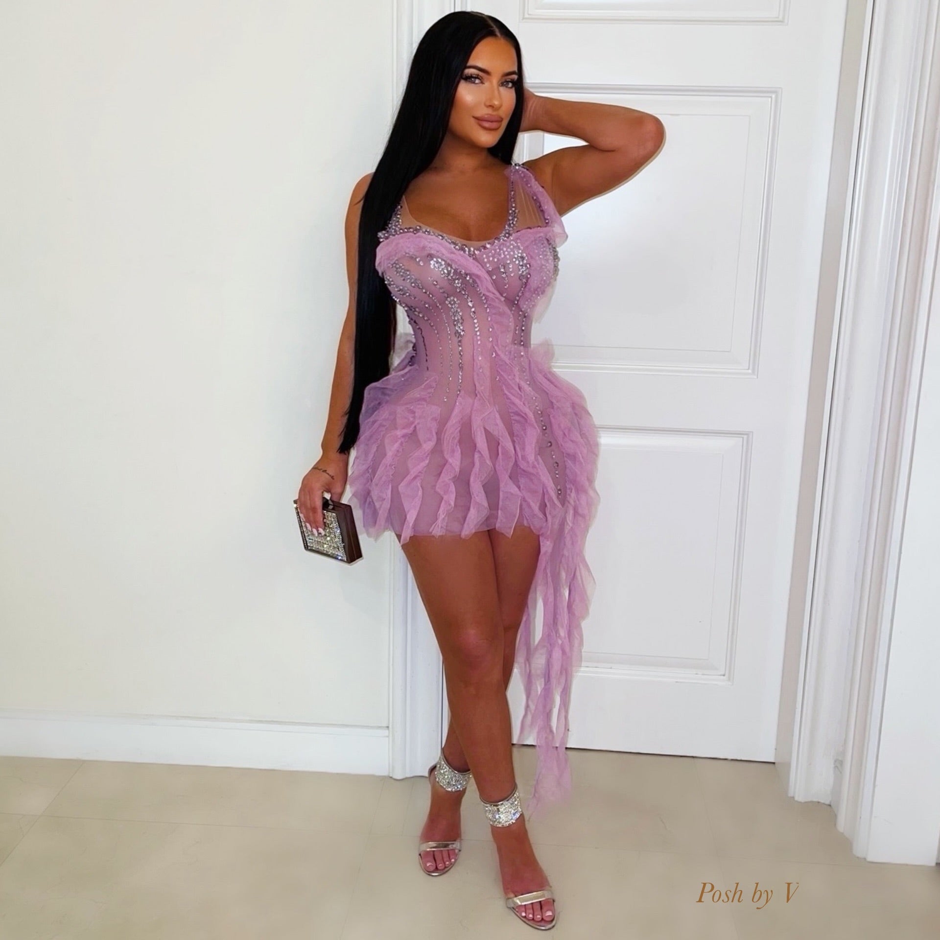 Coleen ruffle mini dress (Pink)