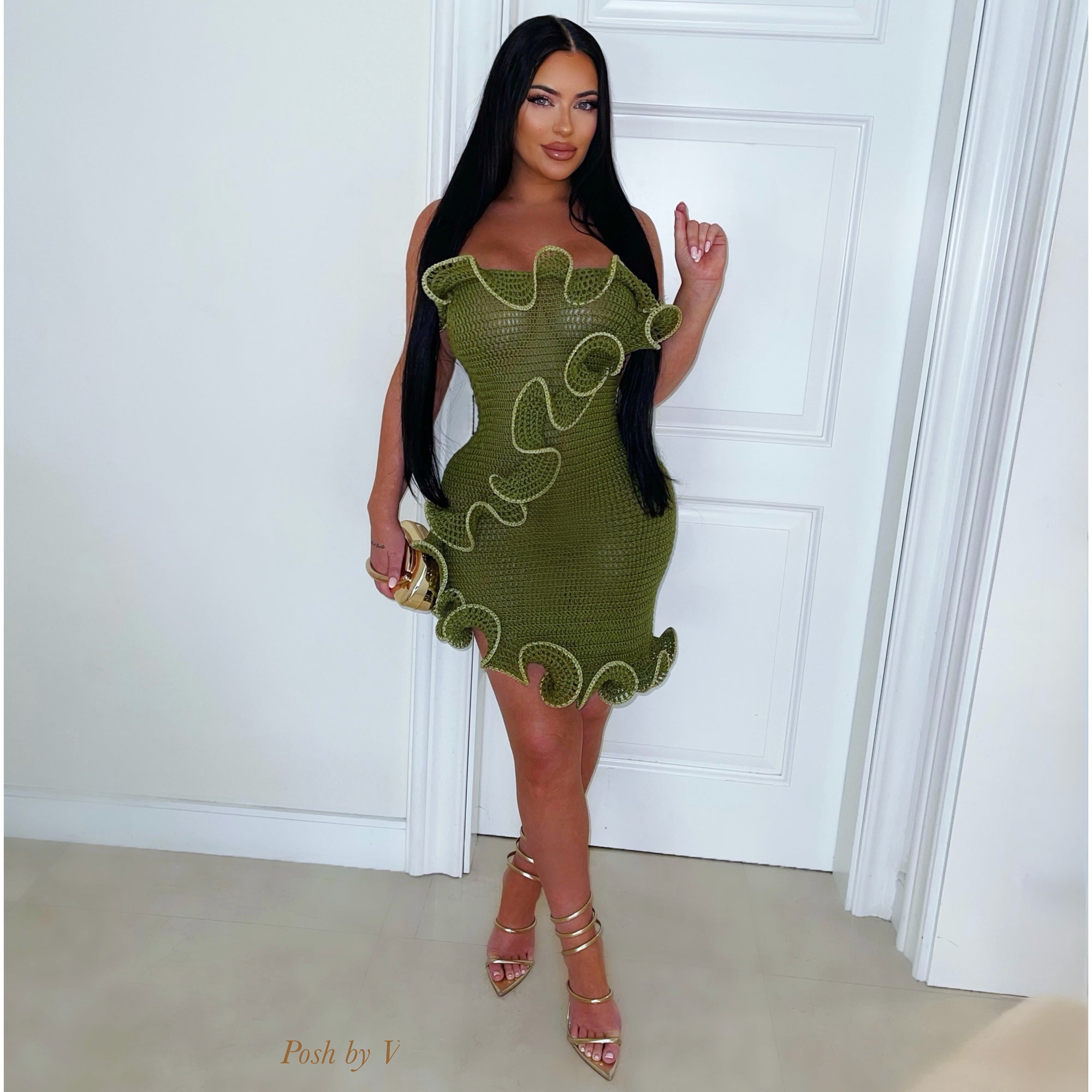 Perine crochet dress (Olive)