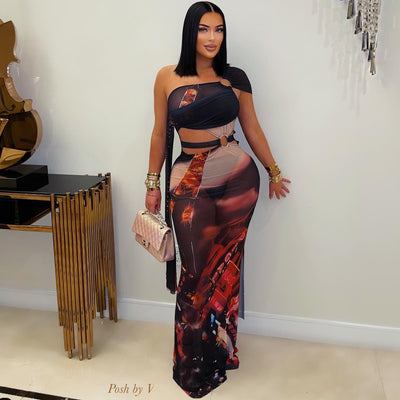 City maxi dress (Black multi)