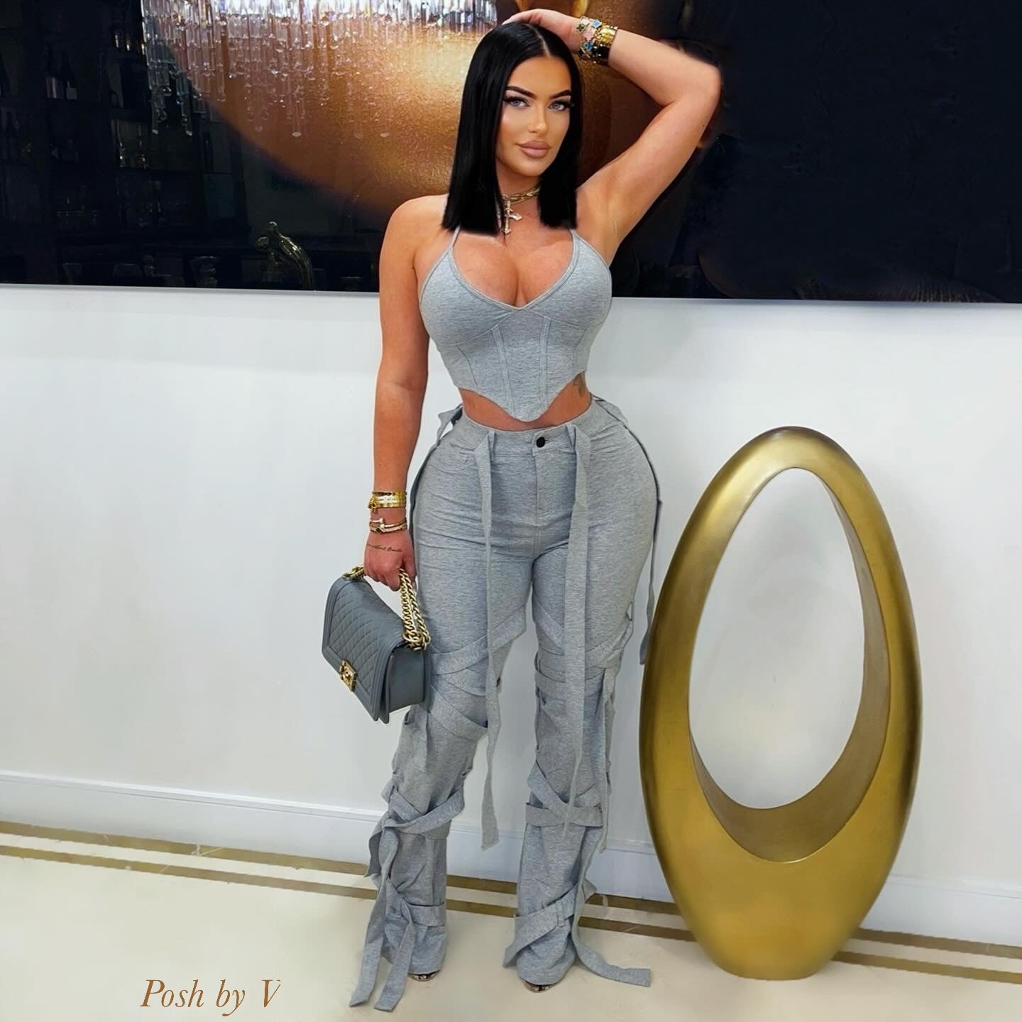 Enzo caged pants set (Nude)