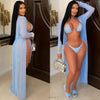 Zeya crystal bikini set w/ Cover up (Sky blue)