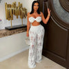 Fleur embroidered pants set (White)