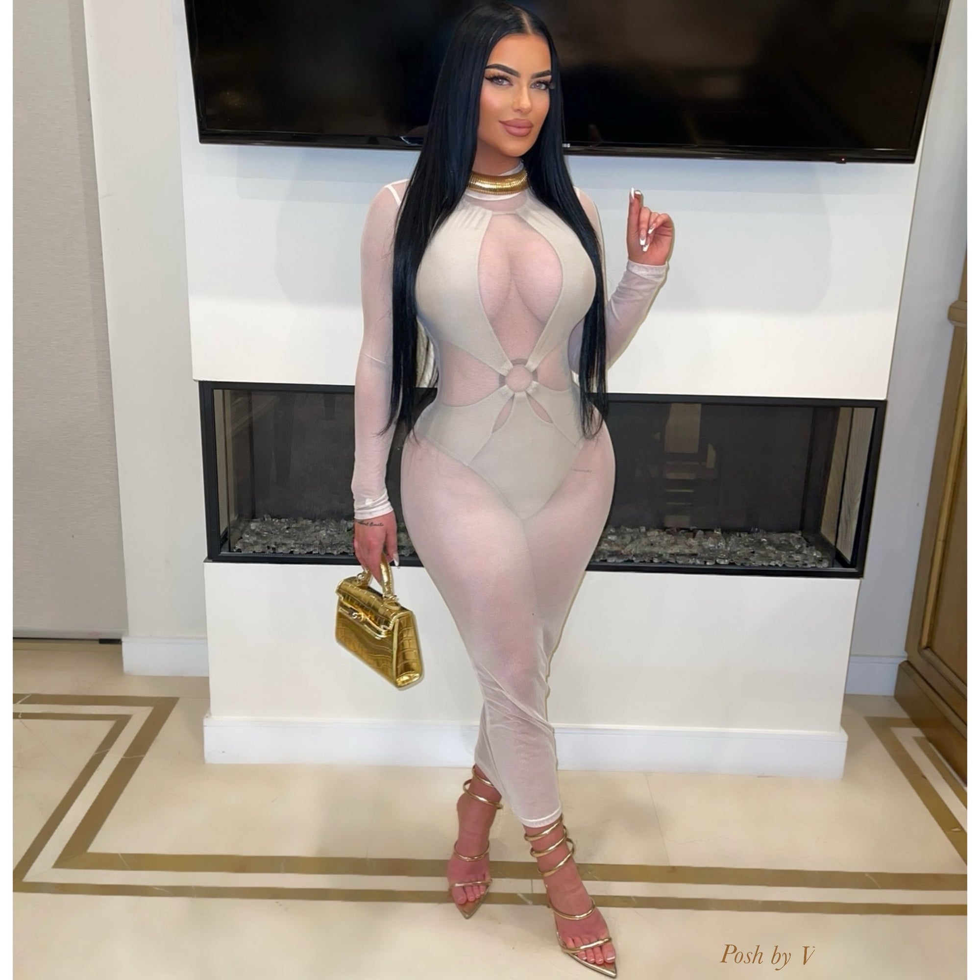 Olivia mesh midi (Ivory)