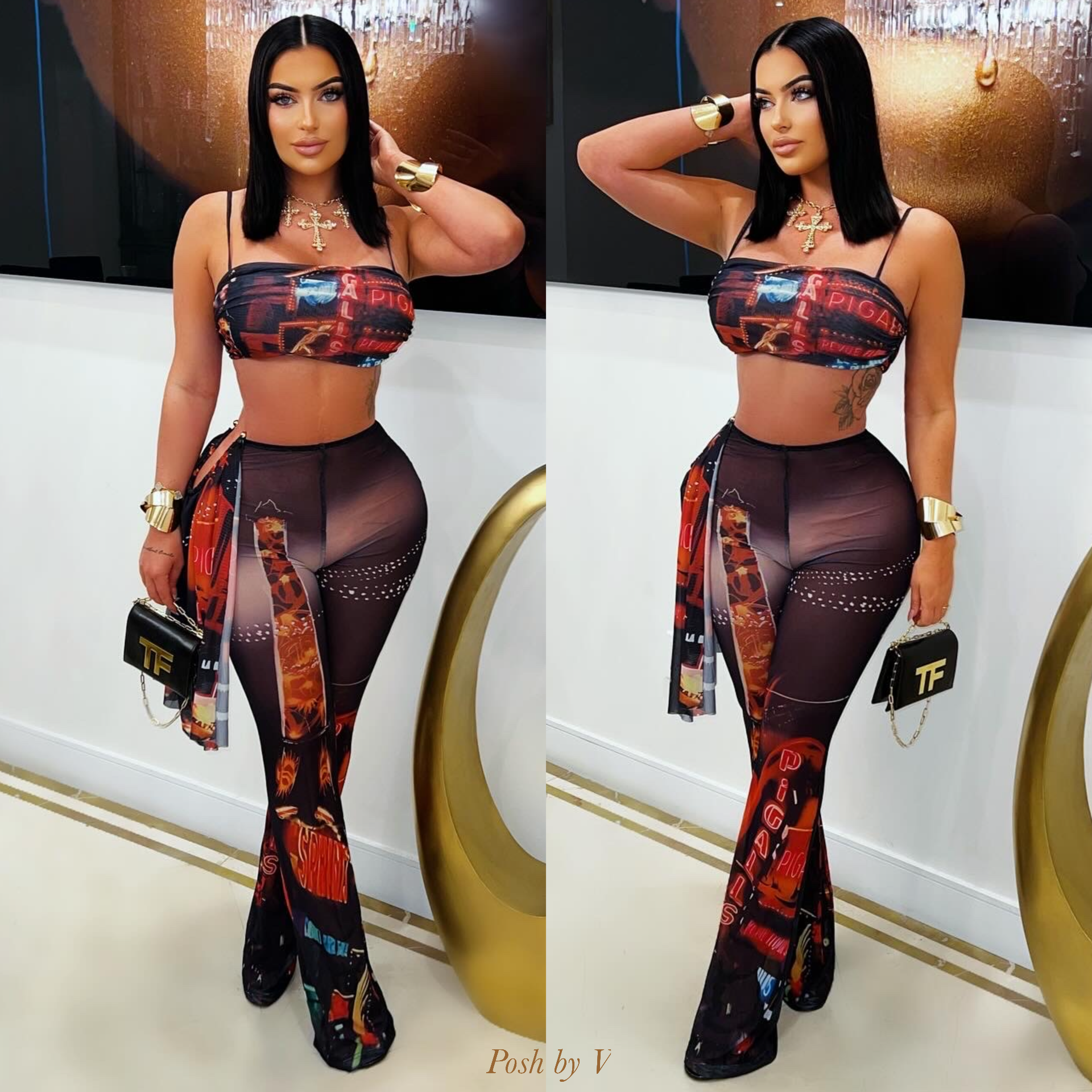 City lights leggings set (Black multi)