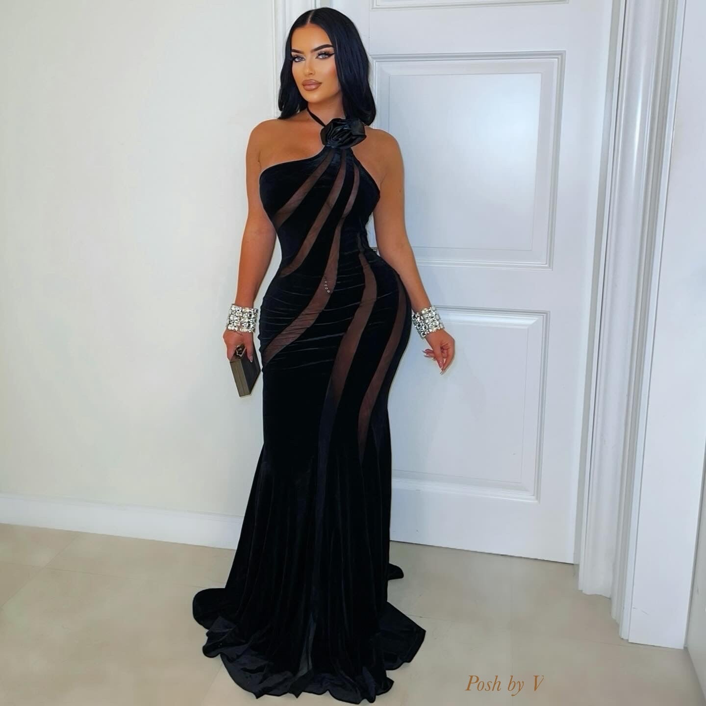 Couture velvet dress (Black)