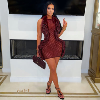 Couture fur mini dress (Black)