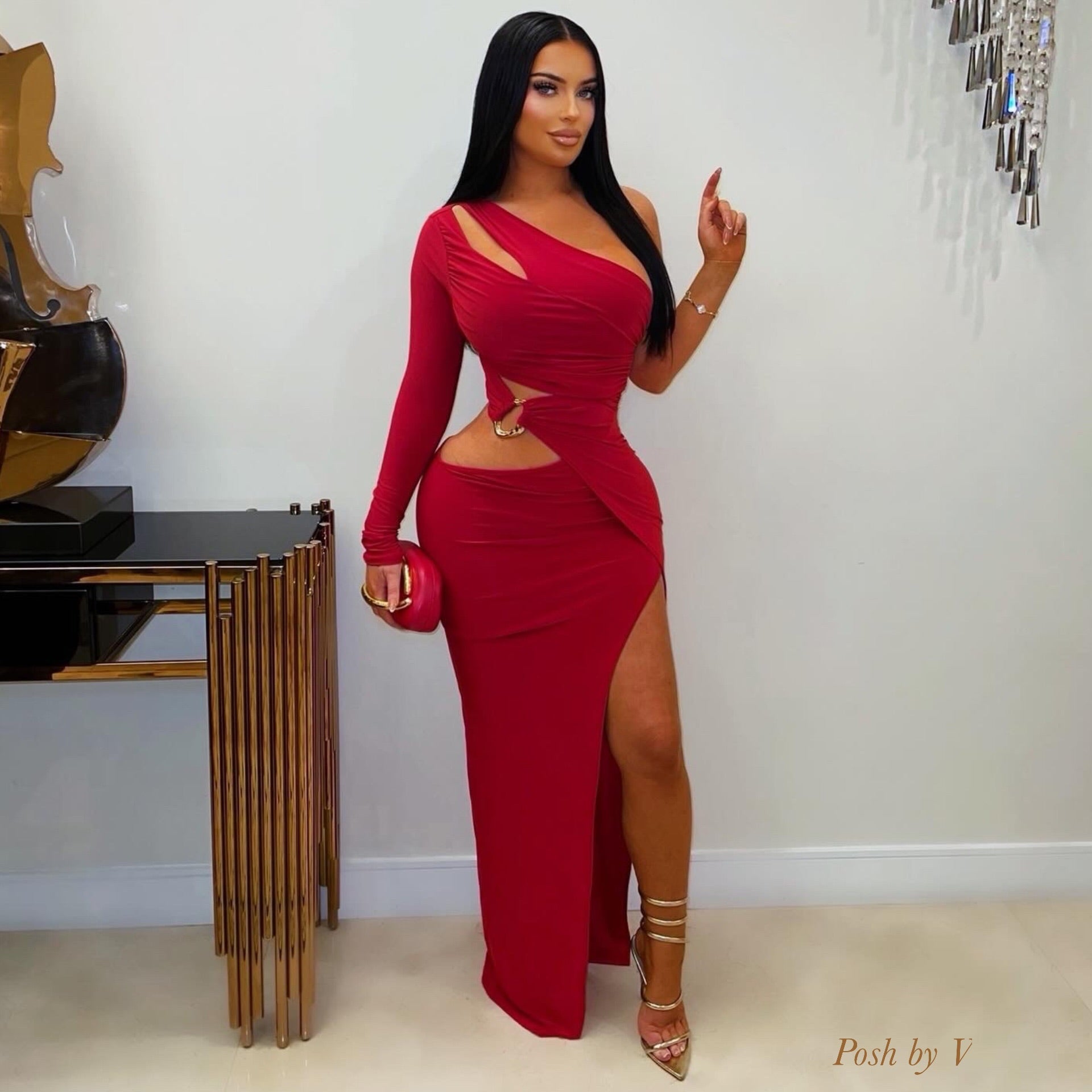 Eloji maxi dress (Red/gold)