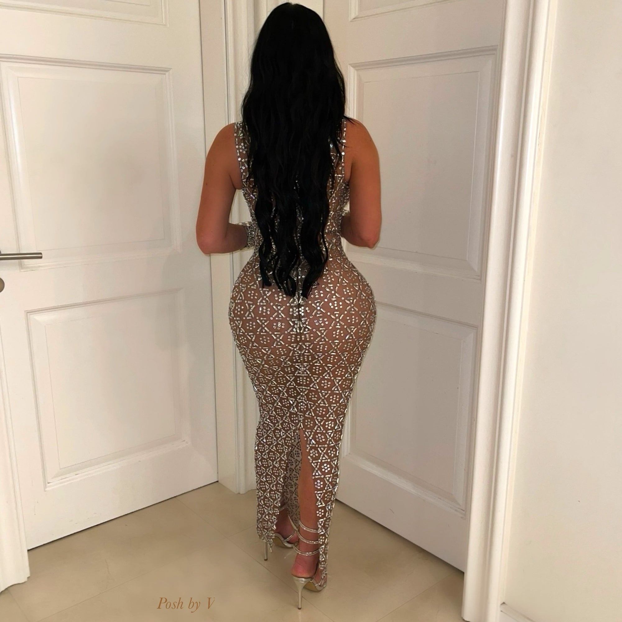 Polly crystal dress (Brown/Silver)