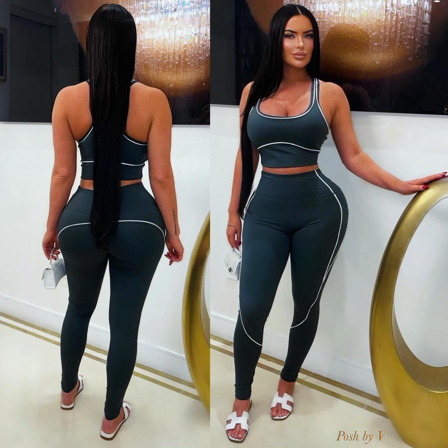 Koi sport leggings set (Teal/white)