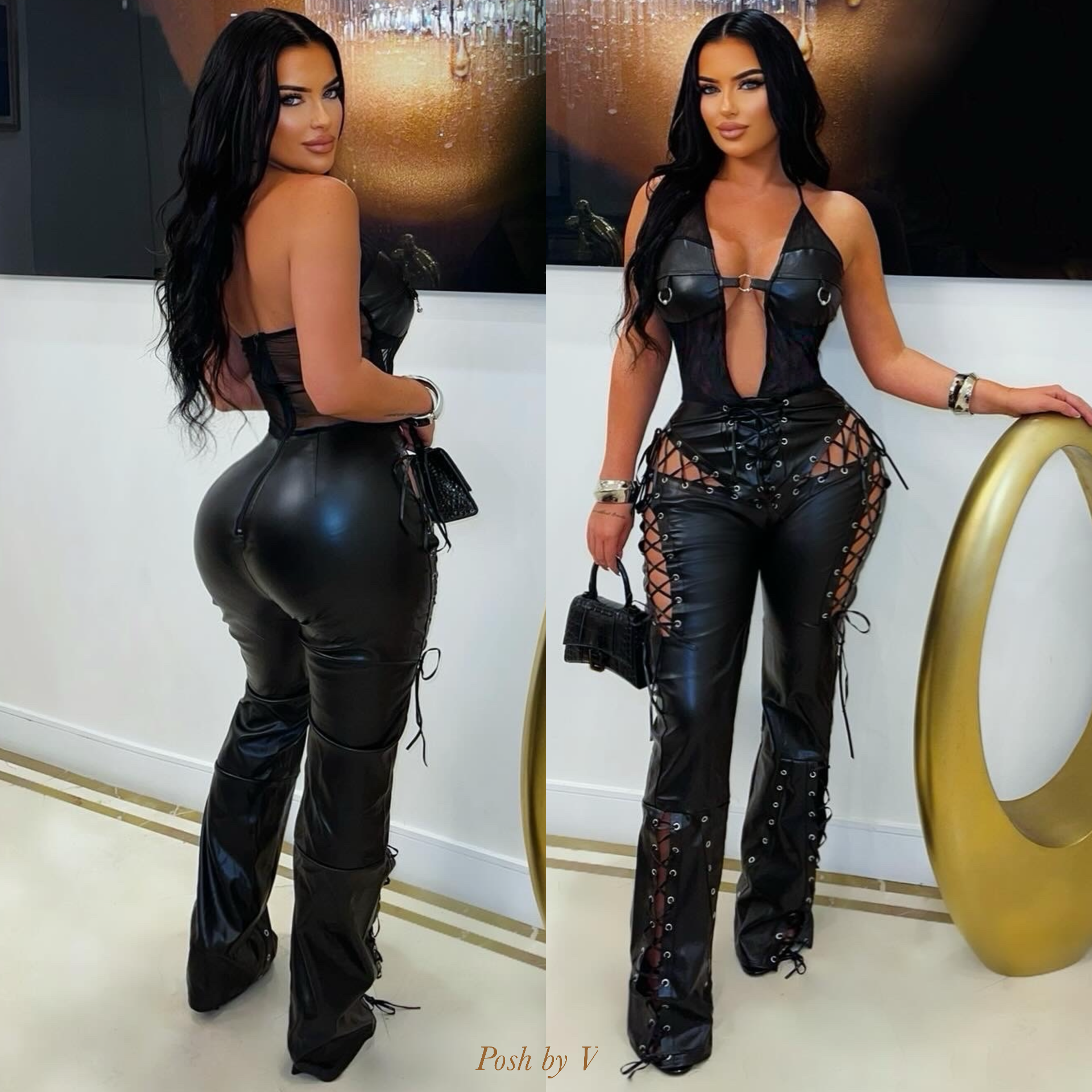 Roku caged jumpsuit (Black/silver)