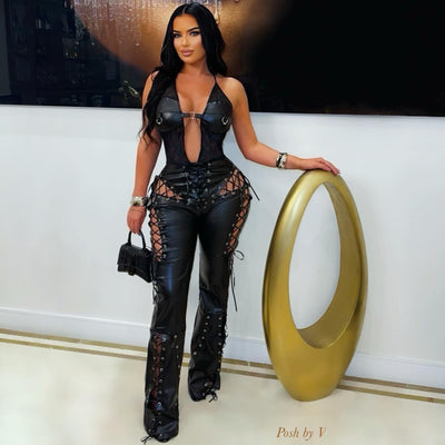 Roku caged jumpsuit (Black/silver)