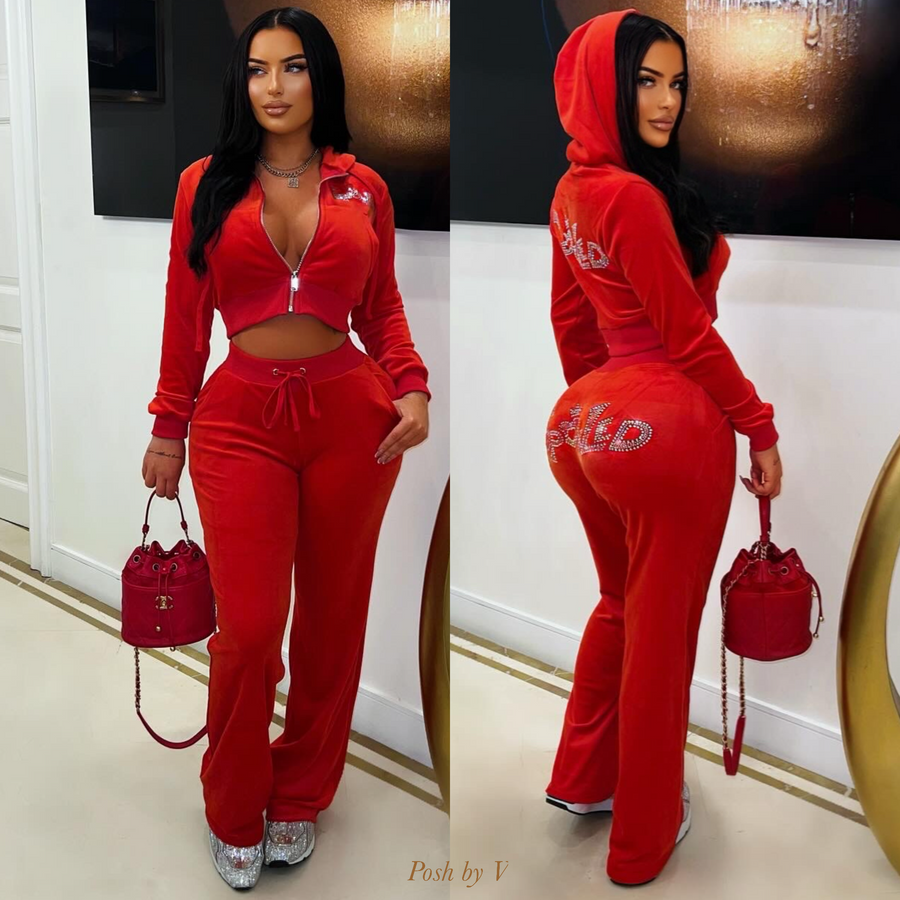 Spoiled velvet lounge set (Red)