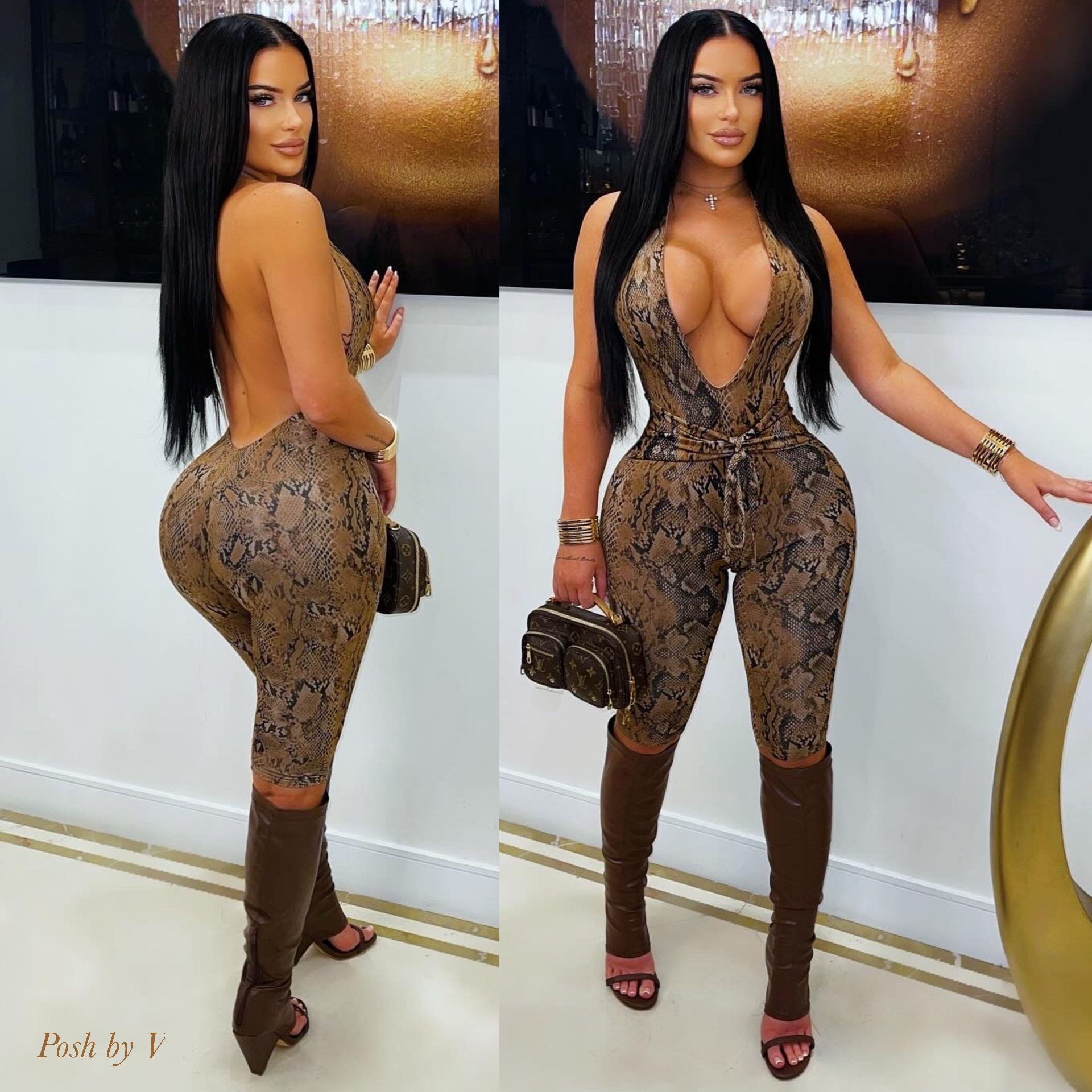 Posh snake jumpsuit (Brown multi)