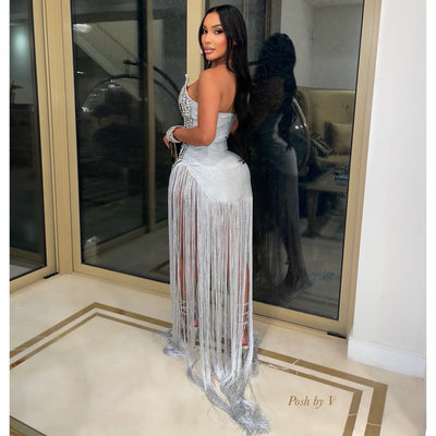 Chrome crystal bandage dress (Silver)