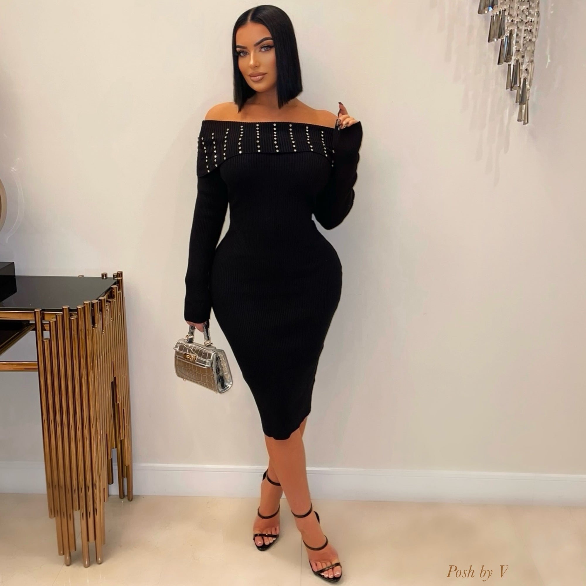 Maira crystal midi dress (Ivory)