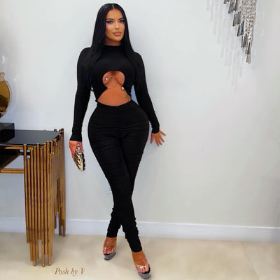 Evina ruched jumpsuit (Black)