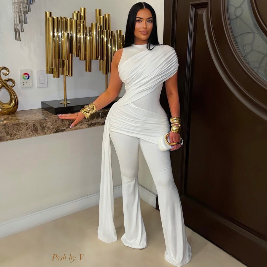 Caola ruched jumpsuit (White)