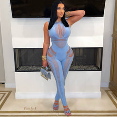 Kassi caged jumpsuit (Sky blue) - Posh By V