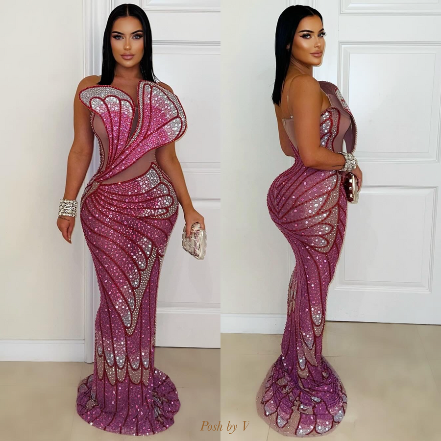 Irela maxi dress (Pink/gold)