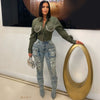 Sade crystal crop shirt (Olive)