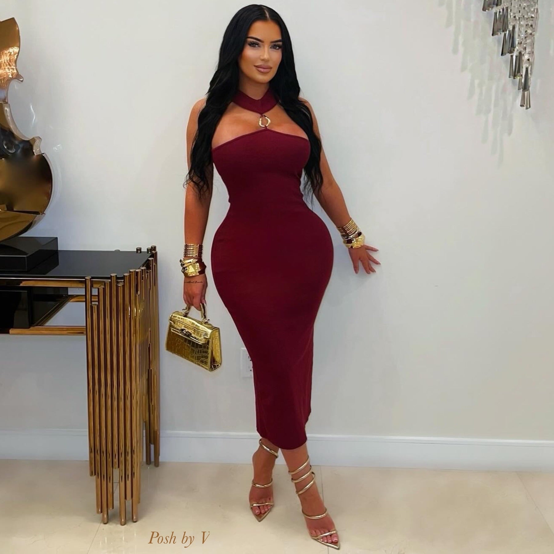 Mishi knit dress (Black/gold)