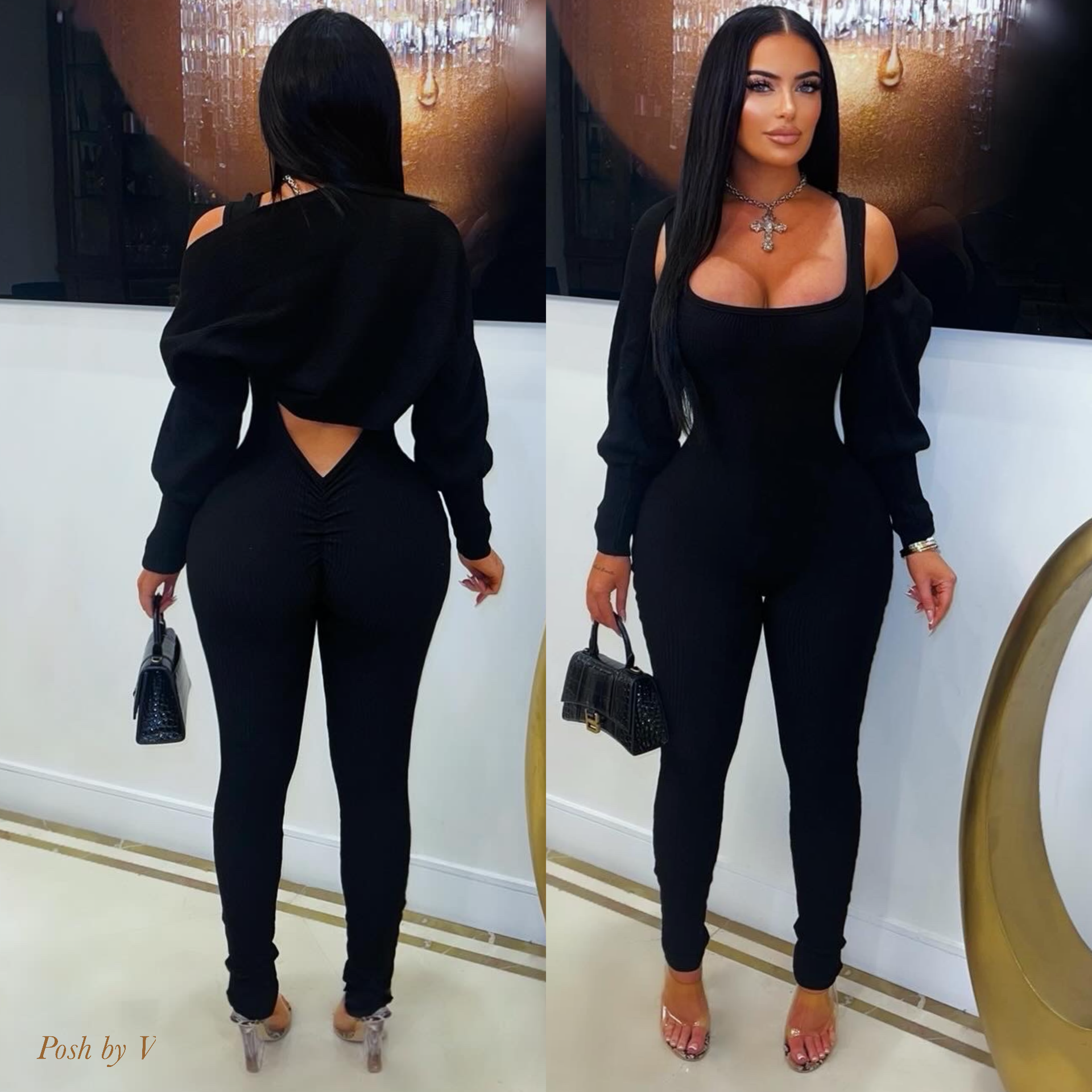 Carmi jumpsuit set (Black)