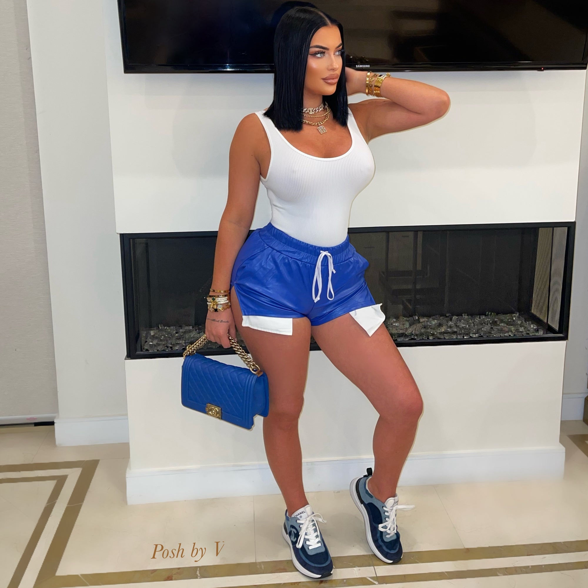 Rizzi leather shorts (Silver/white)