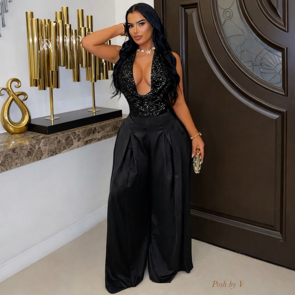 Hillary glam palazzo jumpsuit (Black)
