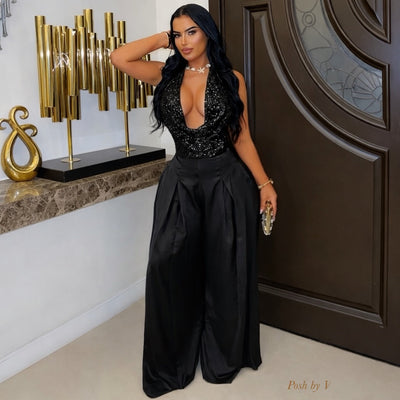 Hillary glam palazzo jumpsuit (Black)