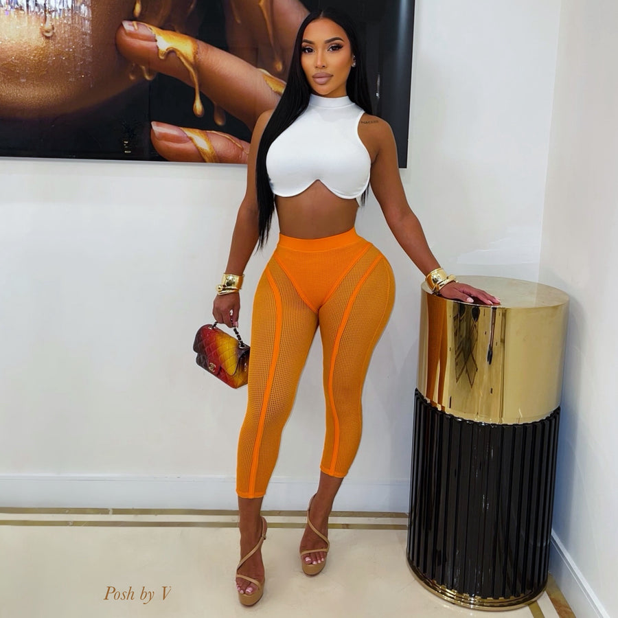 Vine leggings set (White/orange)